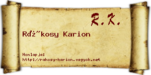 Rákosy Karion névjegykártya